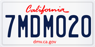 CA license plate 7MDM020