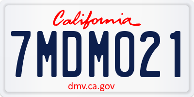 CA license plate 7MDM021