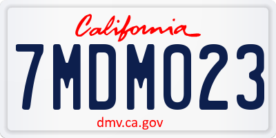 CA license plate 7MDM023