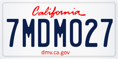 CA license plate 7MDM027