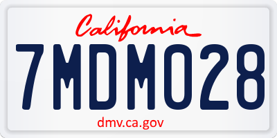 CA license plate 7MDM028
