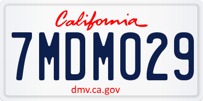 CA license plate 7MDM029