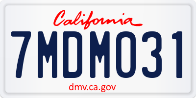 CA license plate 7MDM031