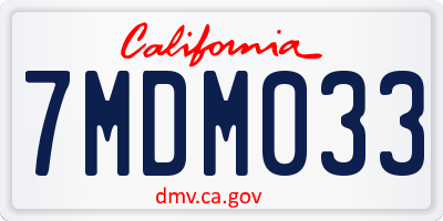 CA license plate 7MDM033