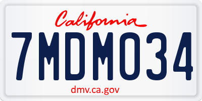 CA license plate 7MDM034