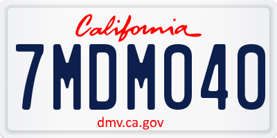 CA license plate 7MDM040