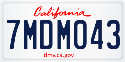 CA license plate 7MDM043