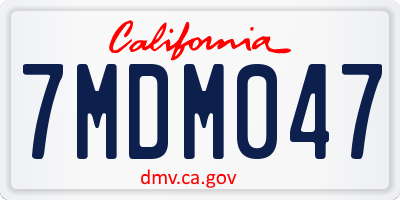 CA license plate 7MDM047