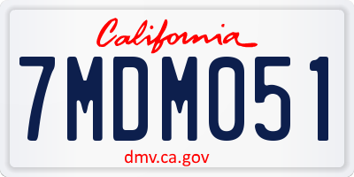 CA license plate 7MDM051