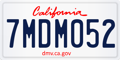 CA license plate 7MDM052