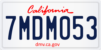 CA license plate 7MDM053