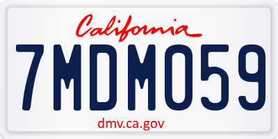 CA license plate 7MDM059