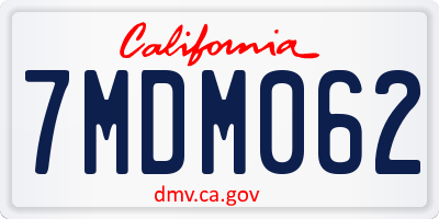 CA license plate 7MDM062