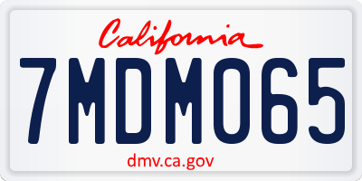 CA license plate 7MDM065