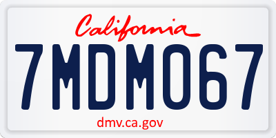 CA license plate 7MDM067