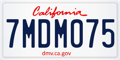 CA license plate 7MDM075