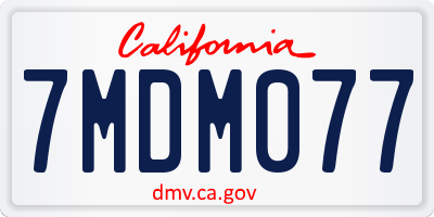 CA license plate 7MDM077