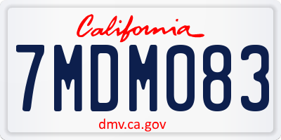 CA license plate 7MDM083