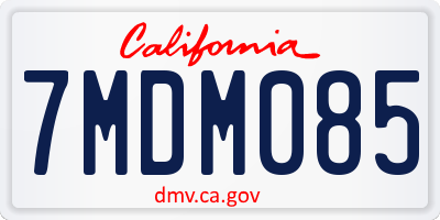 CA license plate 7MDM085