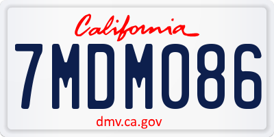 CA license plate 7MDM086