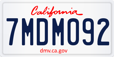 CA license plate 7MDM092