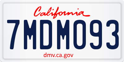 CA license plate 7MDM093