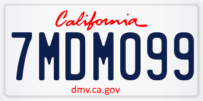 CA license plate 7MDM099