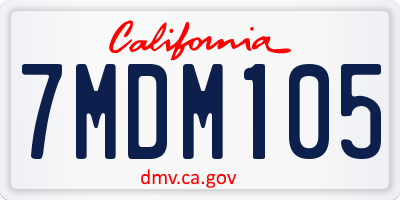 CA license plate 7MDM105