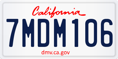 CA license plate 7MDM106