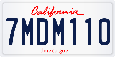 CA license plate 7MDM110