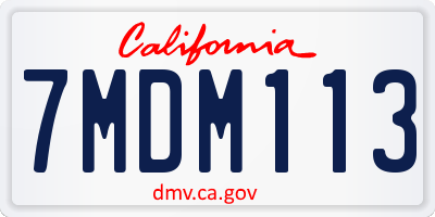 CA license plate 7MDM113