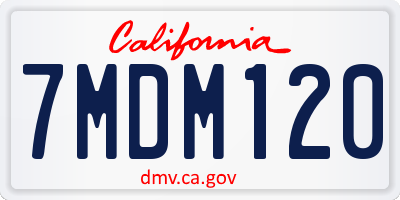 CA license plate 7MDM120