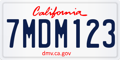 CA license plate 7MDM123