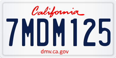 CA license plate 7MDM125