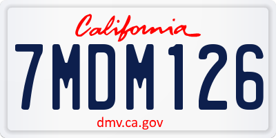 CA license plate 7MDM126