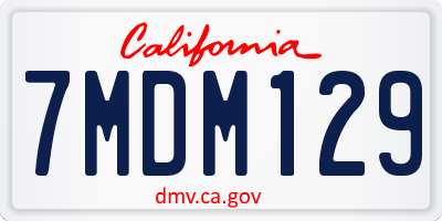 CA license plate 7MDM129