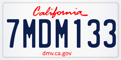 CA license plate 7MDM133