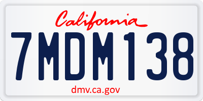 CA license plate 7MDM138