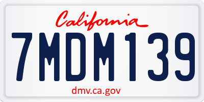CA license plate 7MDM139