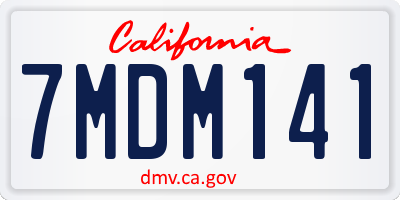 CA license plate 7MDM141