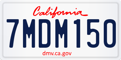 CA license plate 7MDM150
