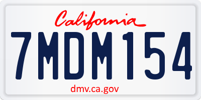 CA license plate 7MDM154