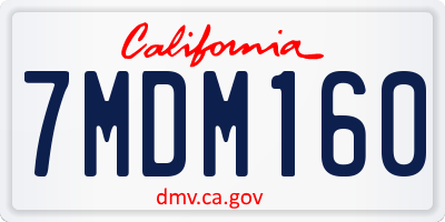 CA license plate 7MDM160