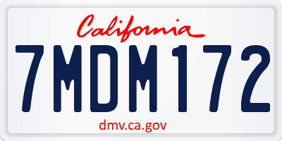 CA license plate 7MDM172