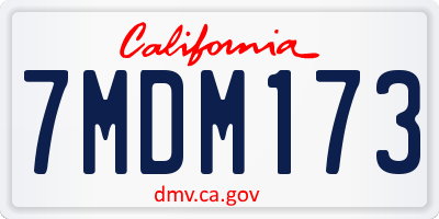 CA license plate 7MDM173