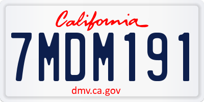 CA license plate 7MDM191