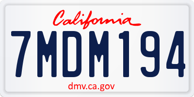 CA license plate 7MDM194