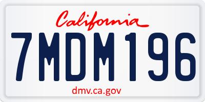 CA license plate 7MDM196
