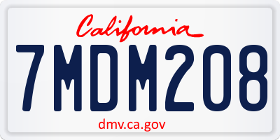 CA license plate 7MDM208