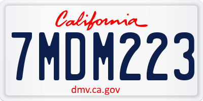 CA license plate 7MDM223